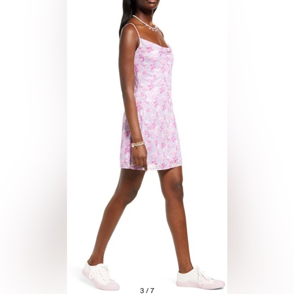 BP. Cowl Neck Purple & Pink Mesh Minidress Size XL (16) NWT - Picture 5 of 12